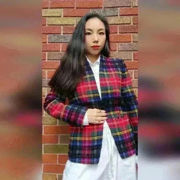 J. Crew Christmas plaid style Blazer in Lurex Stewart Tartan NWT Size 2 - Picture 1 of 17